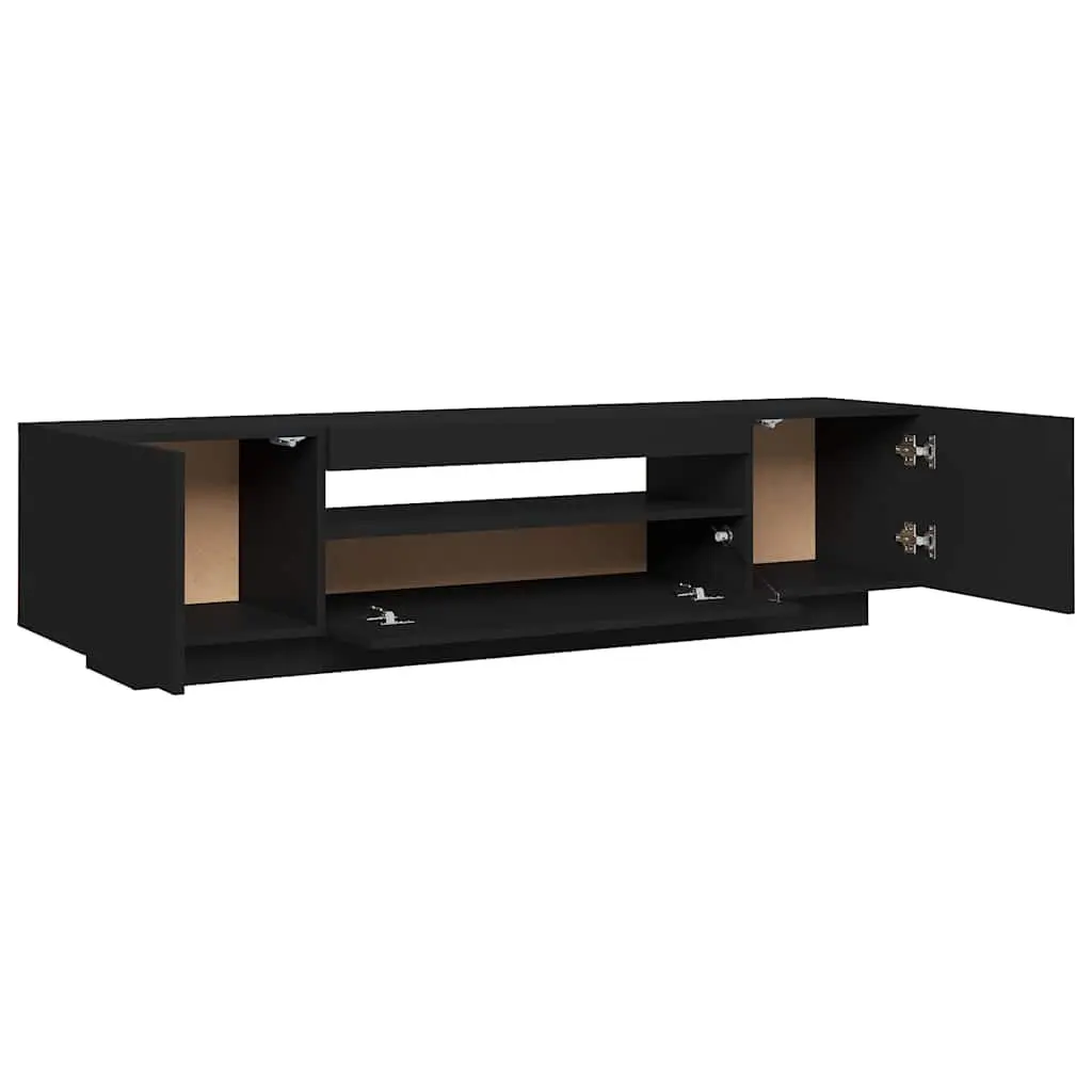 Black Media Stand Storage Unit with RGB LED Lights 160x35x40cm