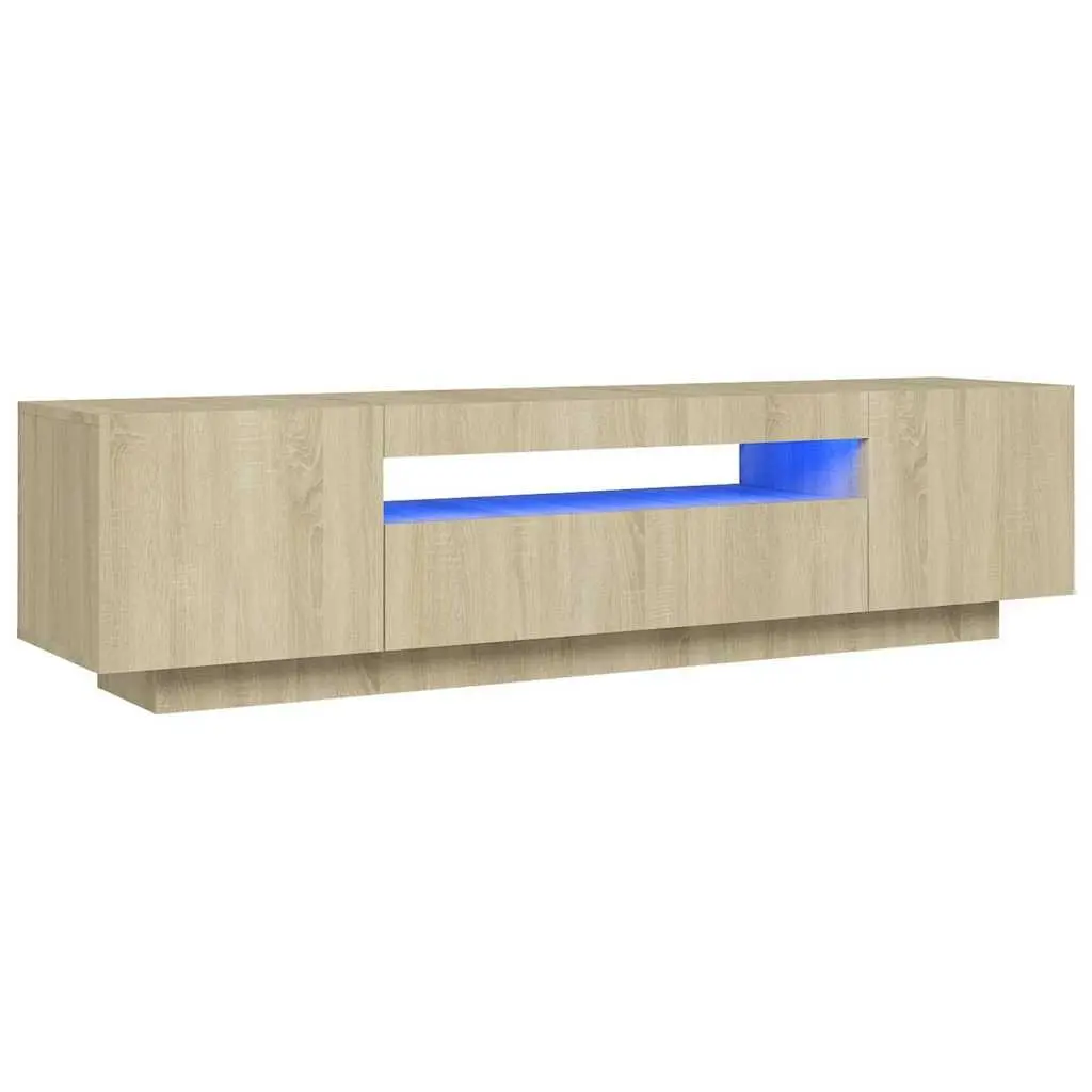 TV Cabinet RGB LED Lights Brown Sonoma Oak Modern 160 x 35 x 40 cm