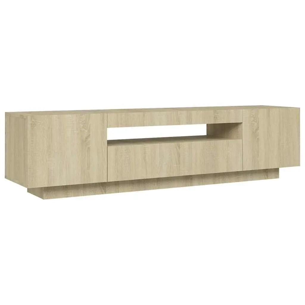 TV Cabinet RGB LED Lights Brown Sonoma Oak Modern 160 x 35 x 40 cm