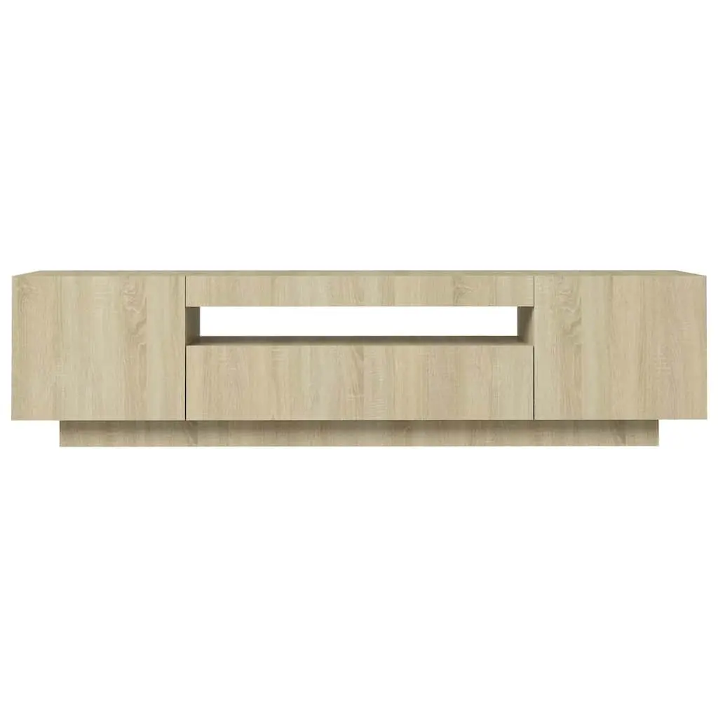 TV Cabinet RGB LED Lights Brown Sonoma Oak Modern 160 x 35 x 40 cm