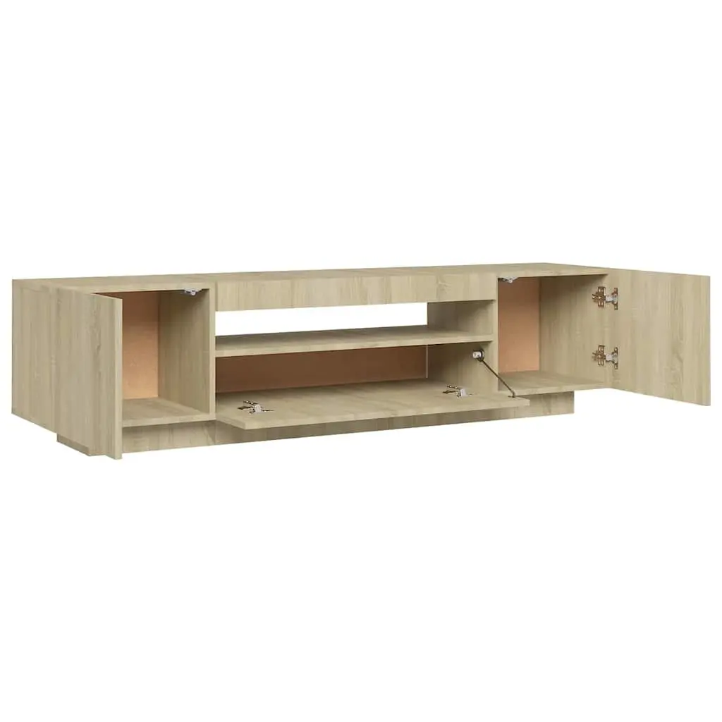 TV Cabinet RGB LED Lights Brown Sonoma Oak Modern 160 x 35 x 40 cm