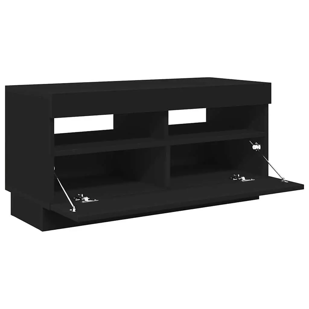TV Cabinet with RGB LED Lights Black Media Stand HiFi Storage Unit 80x35x40cm