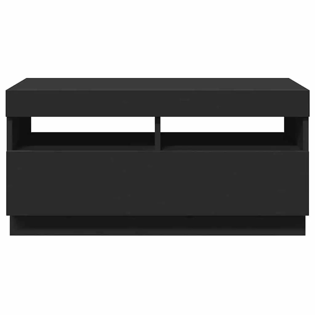 TV Cabinet with RGB LED Lights Black Media Stand HiFi Storage Unit 80x35x40cm