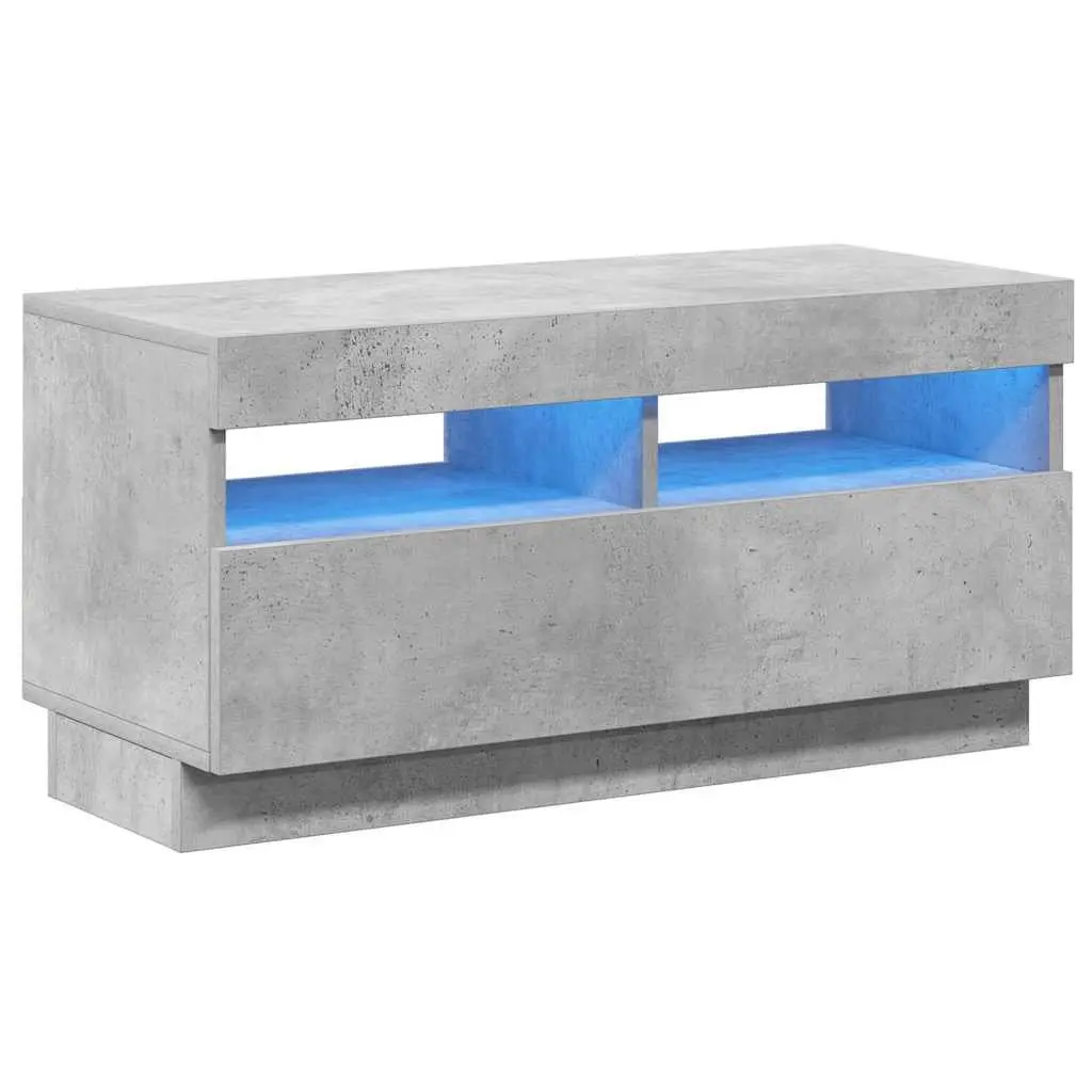 TV Cabinet with RGB LED Lights Grey Concrete Modern Media Storage Stand Unit