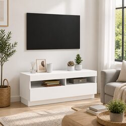 Your Stylish White TV Cabinet with RGB LEDs Awaits
