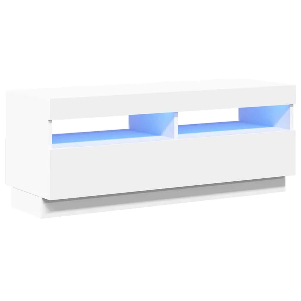 TV Cabinet White with RGB LED Lights Media Storage Unit 100x35x40cm