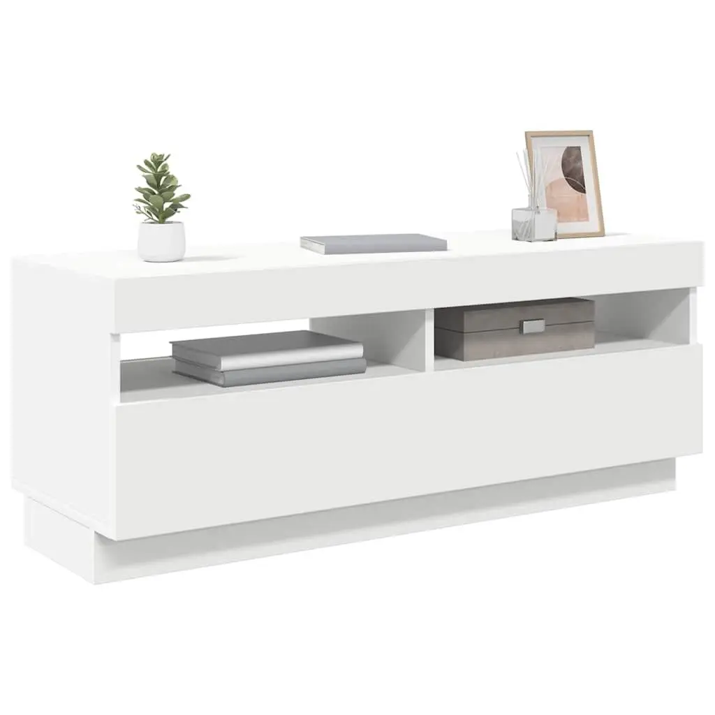 TV Cabinet White with RGB LED Lights Media Storage Unit 100x35x40cm