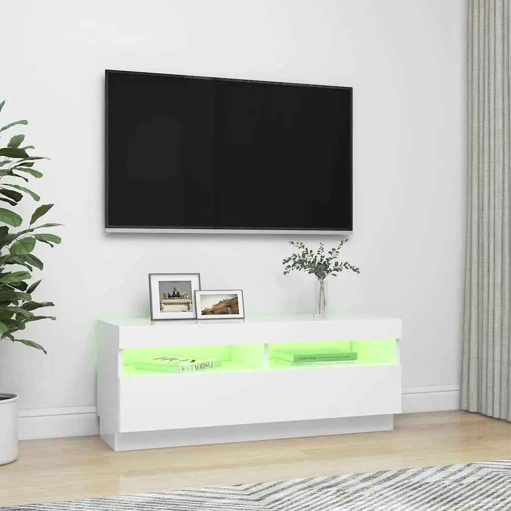 TV Cabinet White with RGB LED Lights Media Storage Unit 100x35x40cm