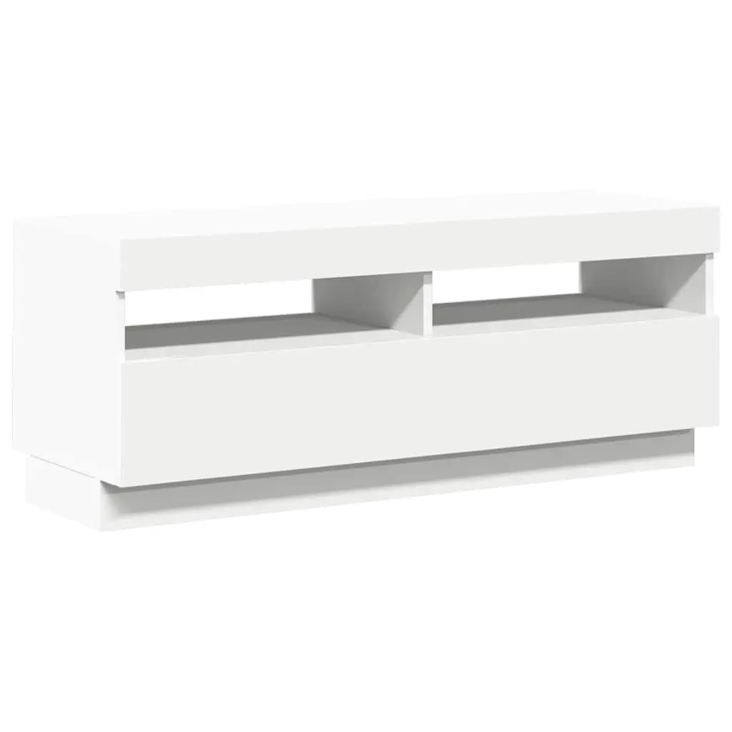 TV Cabinet White with RGB LED Lights Media Storage Unit 100x35x40cm