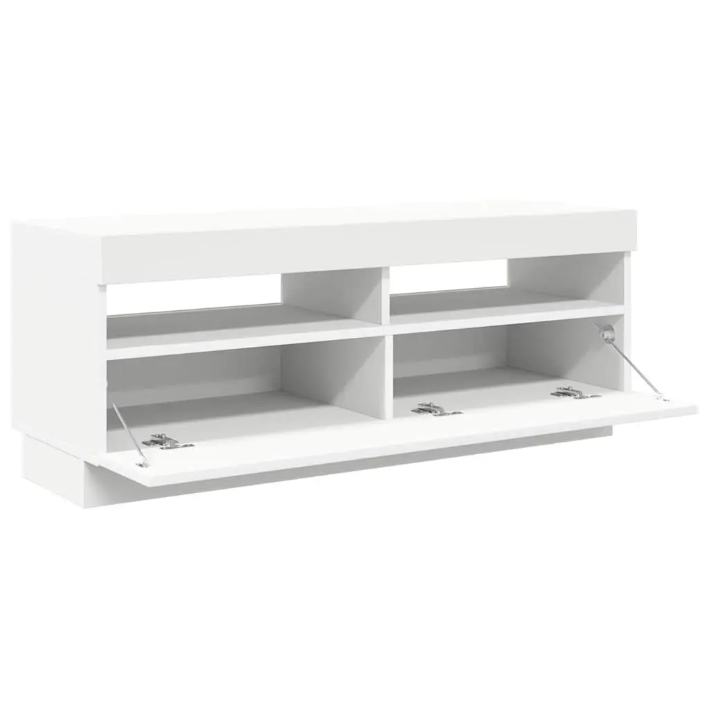 TV Cabinet White with RGB LED Lights Media Storage Unit 100x35x40cm