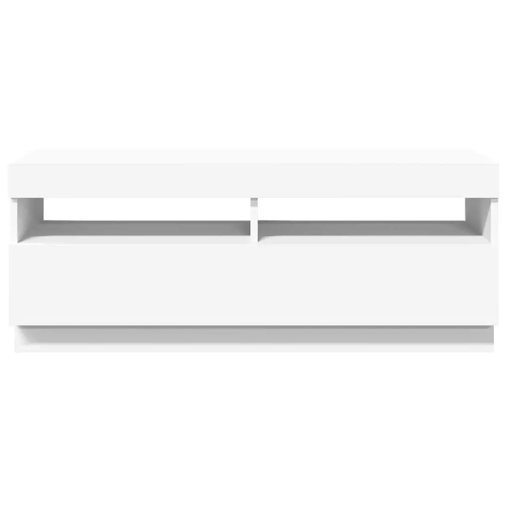 TV Cabinet White with RGB LED Lights Media Storage Unit 100x35x40cm