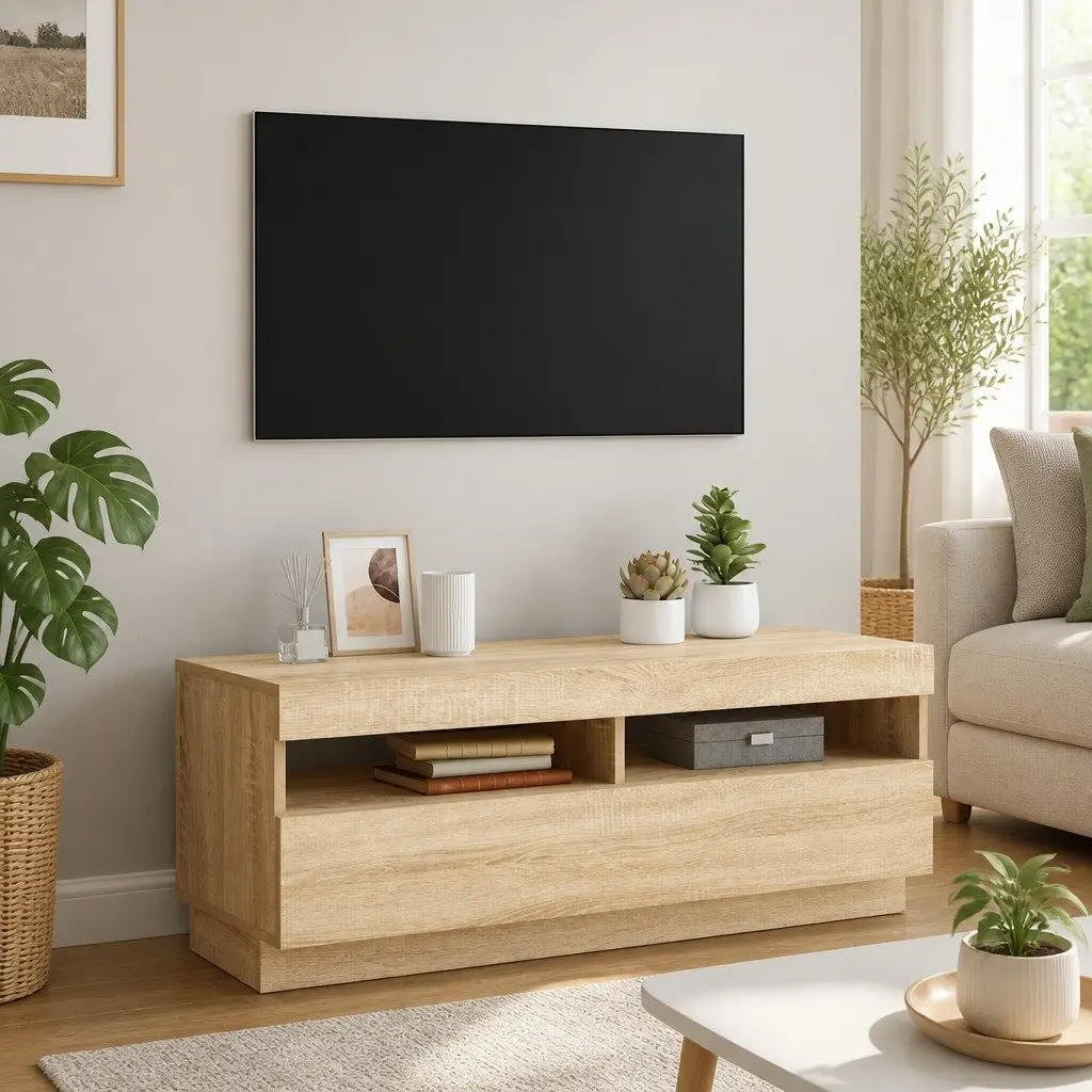 TV Cabinet with RGB LED Lights Brown 100 x 35 x 40 cm