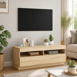 TV Cabinet with RGB LED Lights Brown Living Room Media Stand Storage Unit