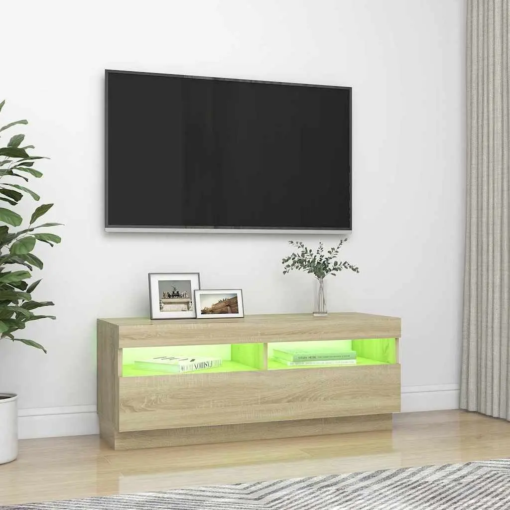 TV Cabinet with RGB LED Lights Brown 100 x 35 x 40 cm