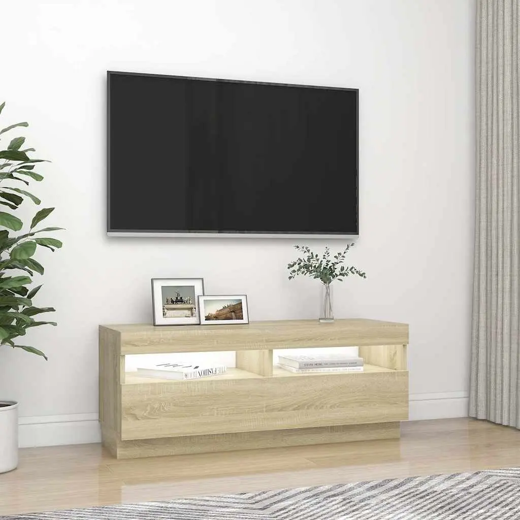 TV Cabinet with RGB LED Lights Brown 100 x 35 x 40 cm