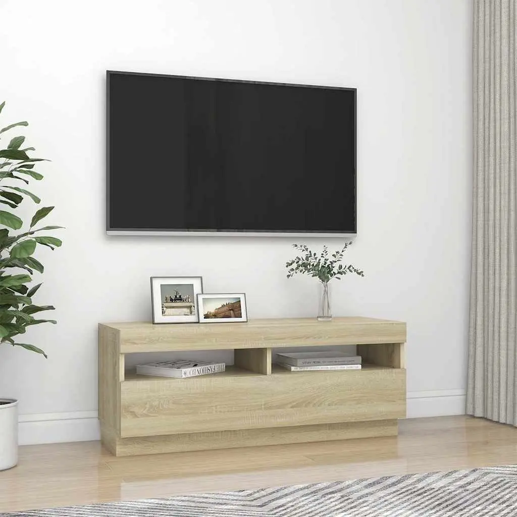TV Cabinet with RGB LED Lights Brown 100 x 35 x 40 cm