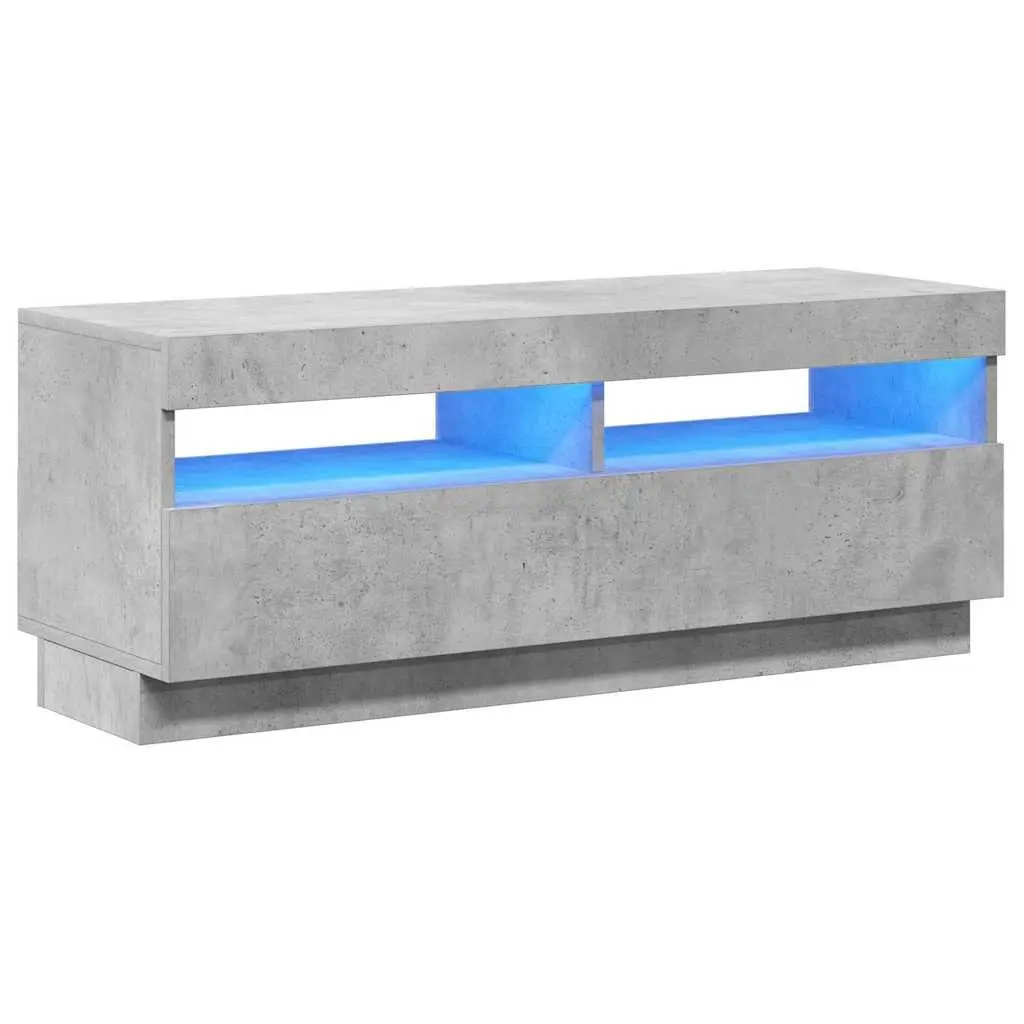 Entertainment Stand Grey TV Cabinet with RGB LED Lighting Media Storage Unit 100x35x40cm