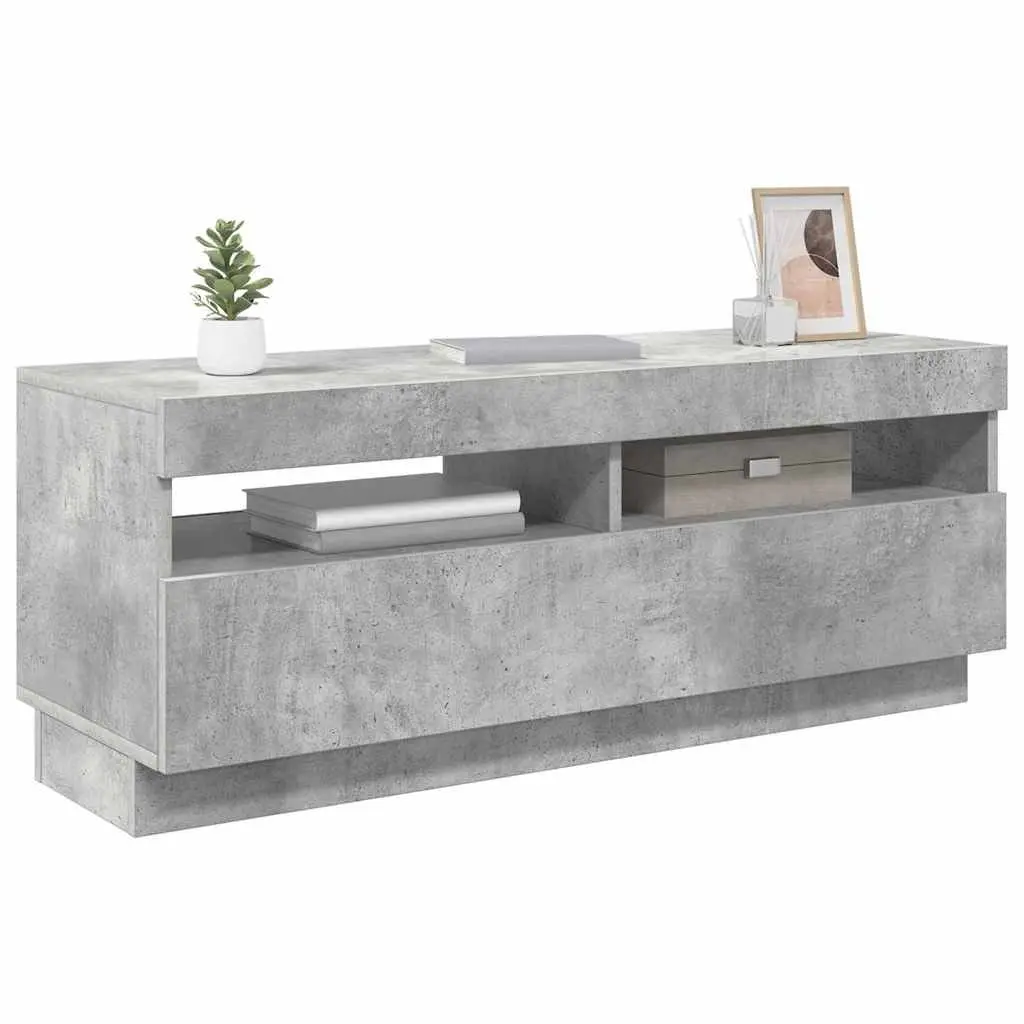 Entertainment Stand Grey TV Cabinet with RGB LED Lighting Media Storage Unit 100x35x40cm