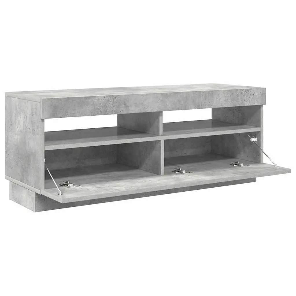 Entertainment Stand Grey TV Cabinet with RGB LED Lighting Media Storage Unit 100x35x40cm