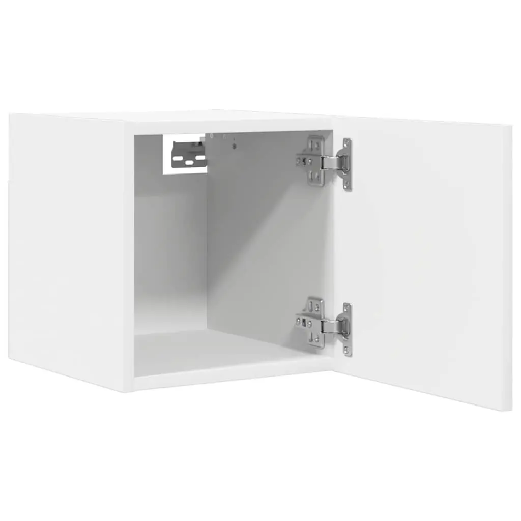 Floating Shelf Storage Unit White Wall Mounted TV Cabinet Set 2 Pieces