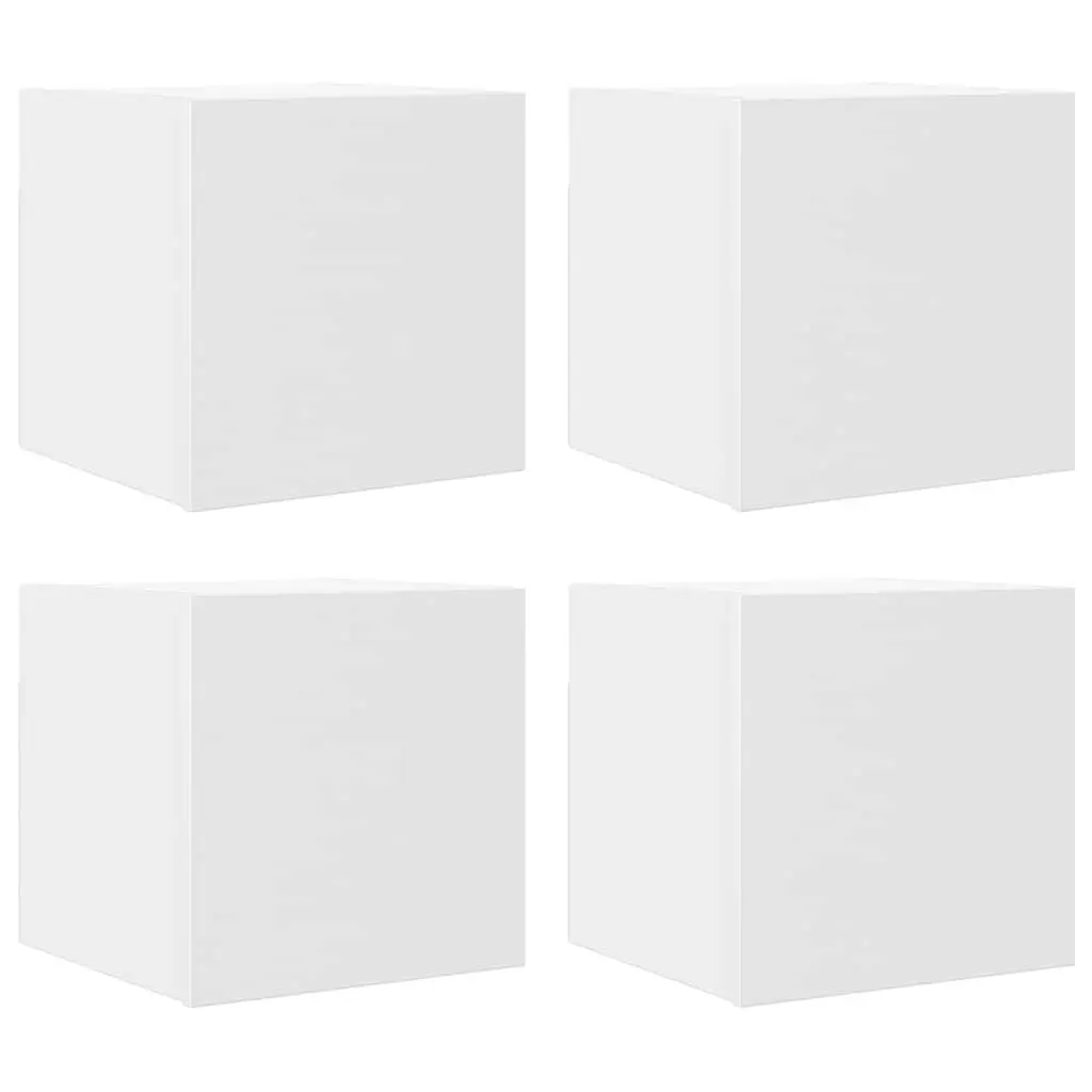 Wall Mounted TV Cabinet Set Modern Style 4 Piece Storage Compartment