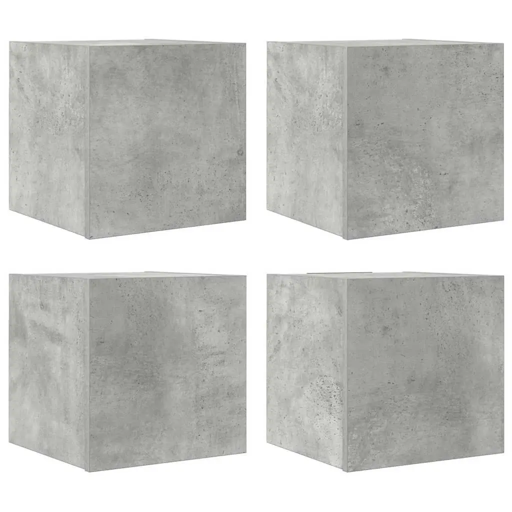 Grey Wall Mounted Storage Cabinets Set 4 Pieces Large Compartment Shelving Unit for Living Room