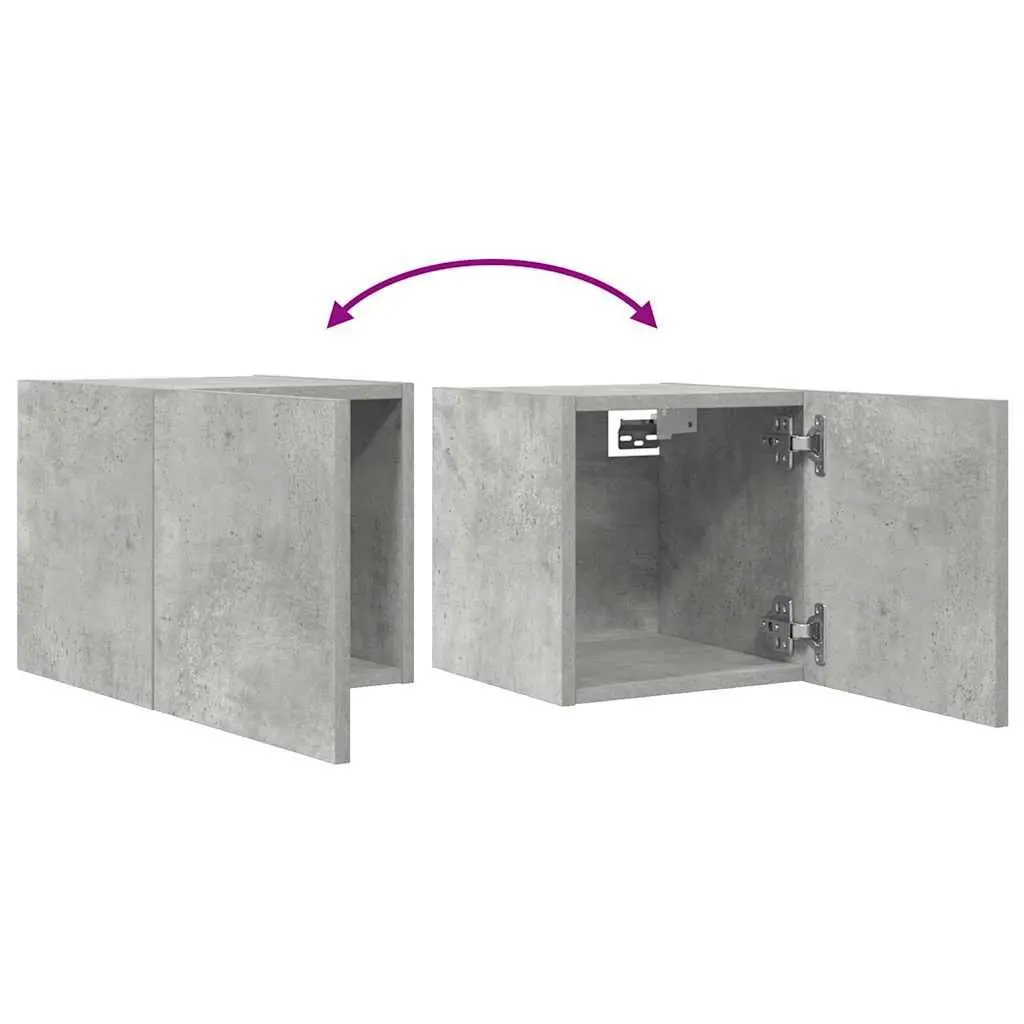 Grey Wall Mounted Storage Cabinets Set 4 Pieces Large Compartment Shelving Unit for Living Room