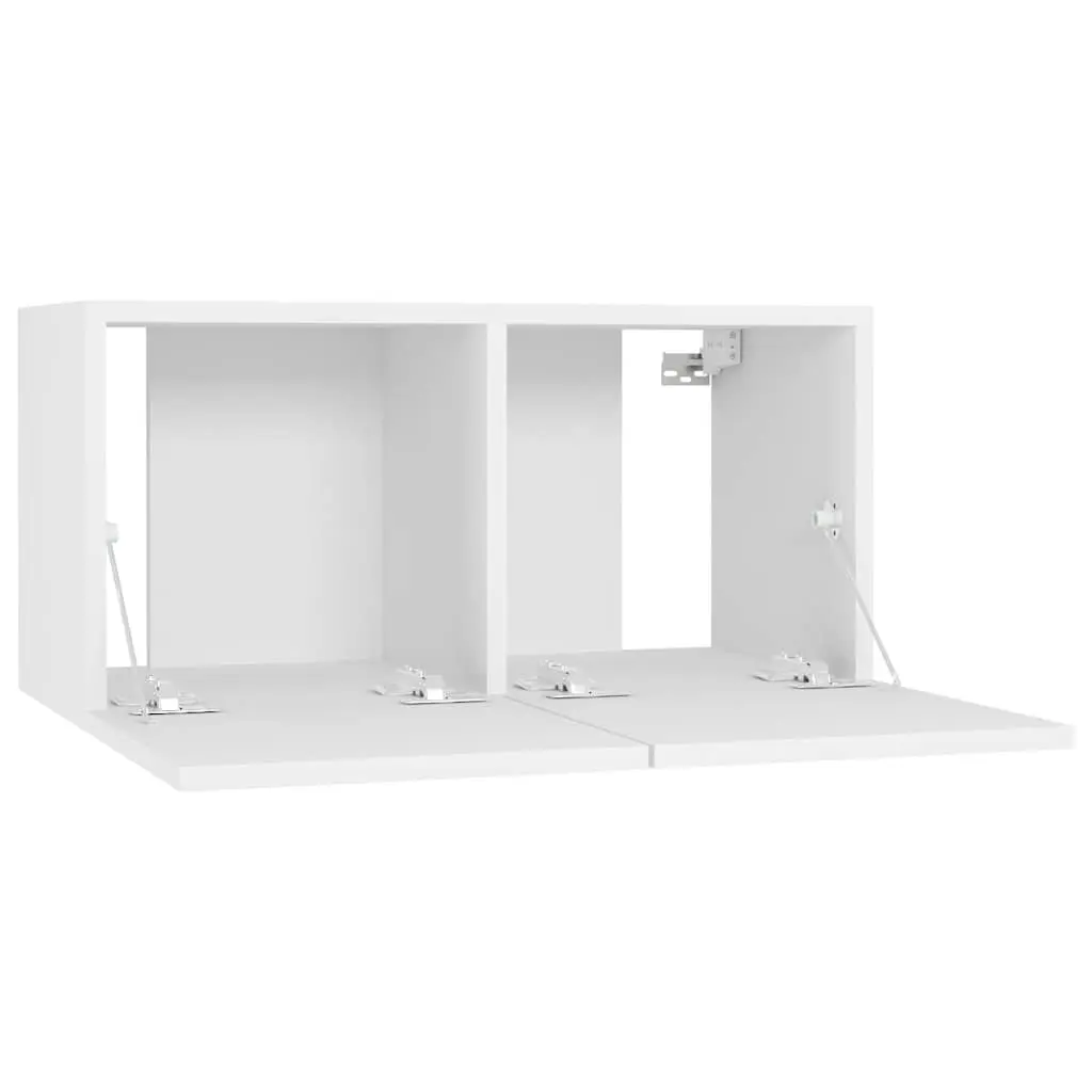 Wall Mounted TV Cabinet Unit Modern White Storage 60 x 30 x 30 cm 2 Piece
