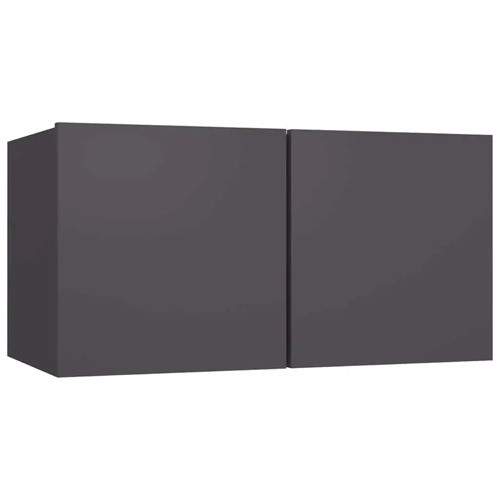 TV Cabinet Set Modern Wall Mounted Grey 3 Pieces Storage Unit Living Room Furniture
