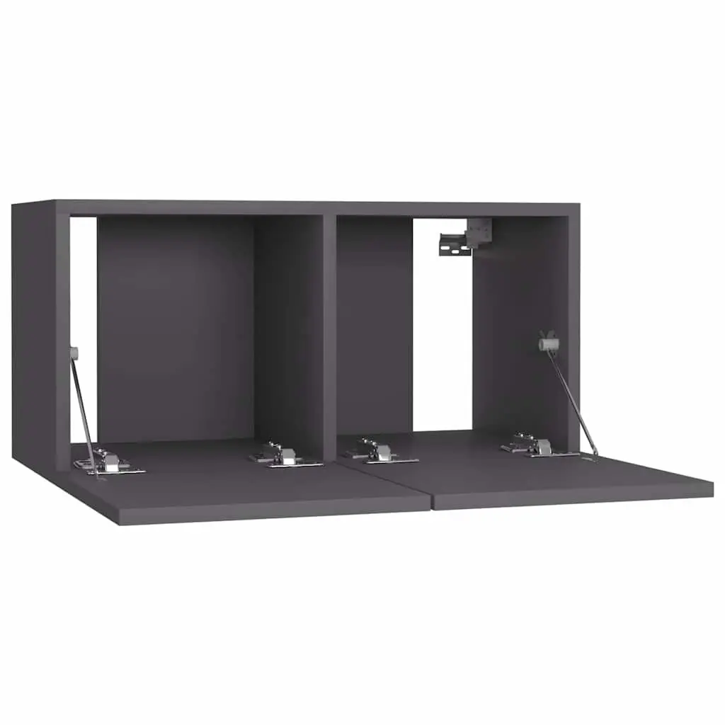 TV Cabinet Set Modern Wall Mounted Grey 3 Pieces Storage Unit Living Room Furniture