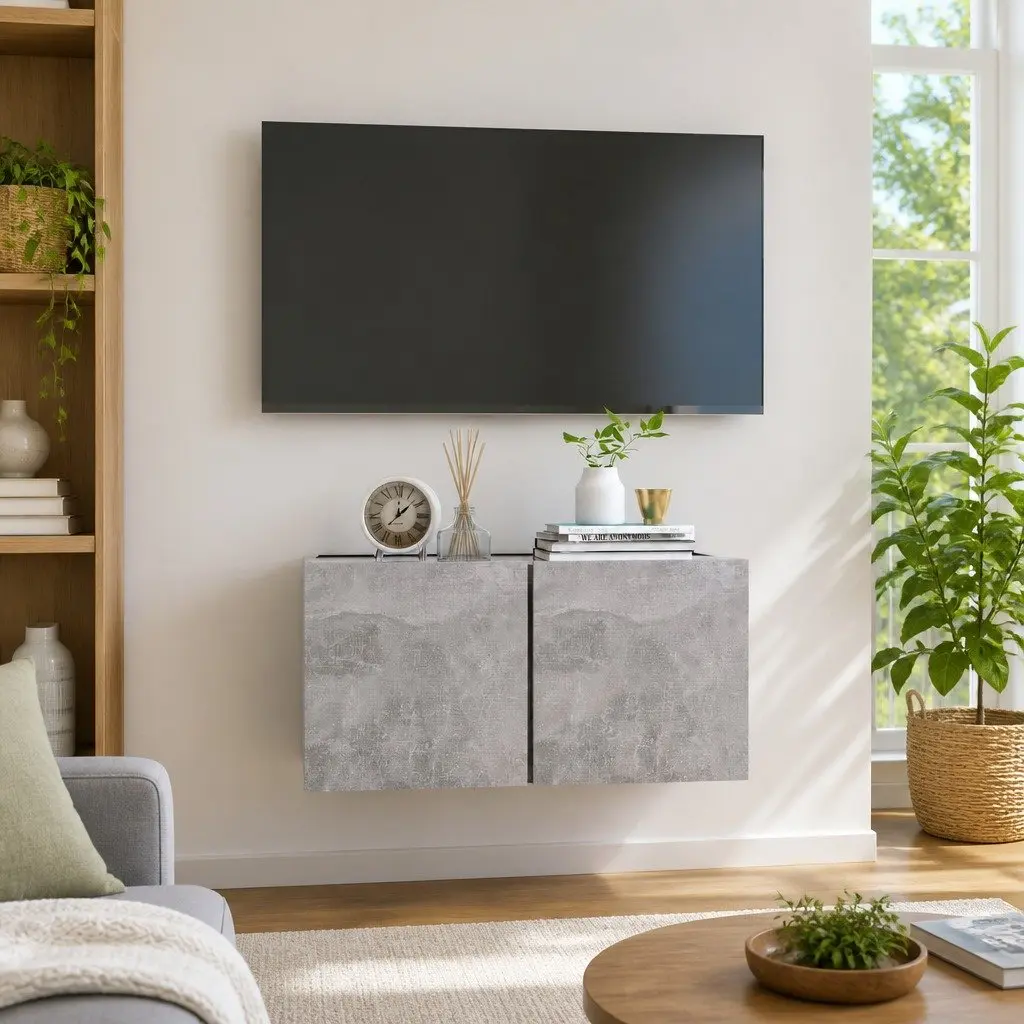 Grey Wall Mounted TV Cabinet