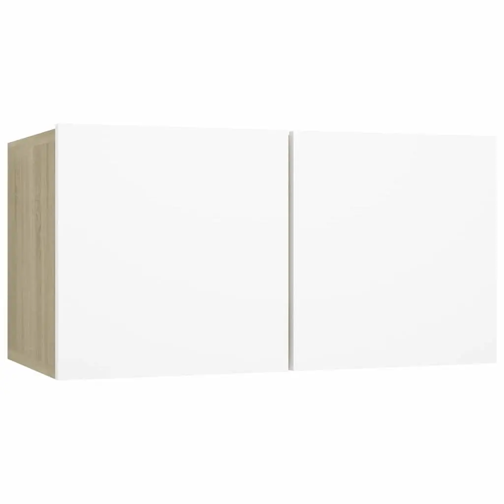 Hanging TV Cabinet Modern Wall Mounted White Sonoma Oak 60 x 30 x 30 cm