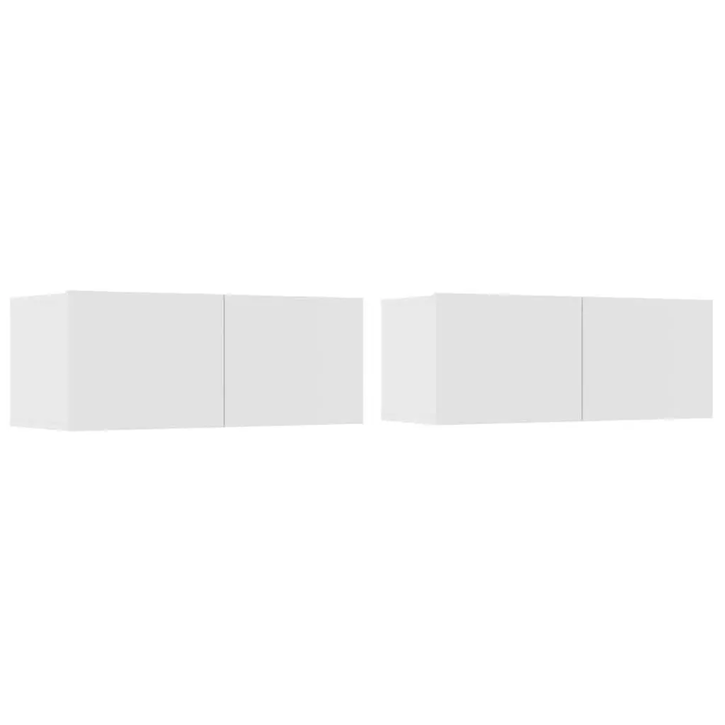 TV Cabinets Wall-Mounted Storage Units White Engineered Wood 80x30x30 cm 2 Piece
