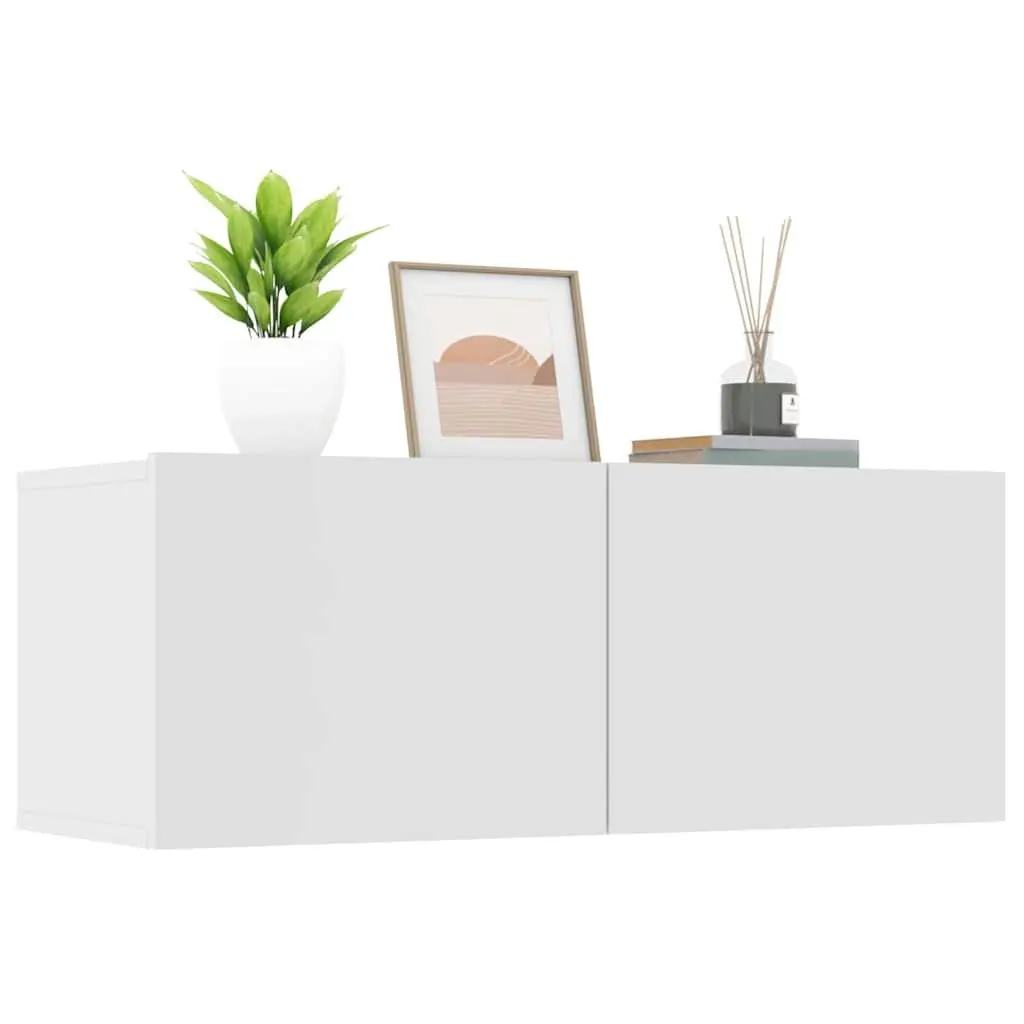 TV Cabinets Wall-Mounted Storage Units White Engineered Wood 80x30x30 cm 2 Piece