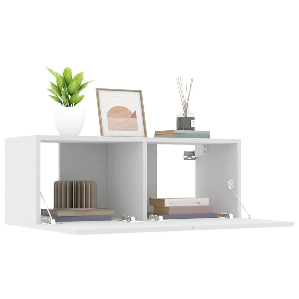 TV Cabinets Wall-Mounted Storage Units White Engineered Wood 80x30x30 cm 2 Piece