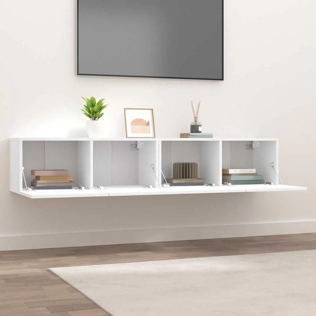 TV Cabinets Wall-Mounted Storage Units White Engineered Wood 80x30x30 cm 2 Piece