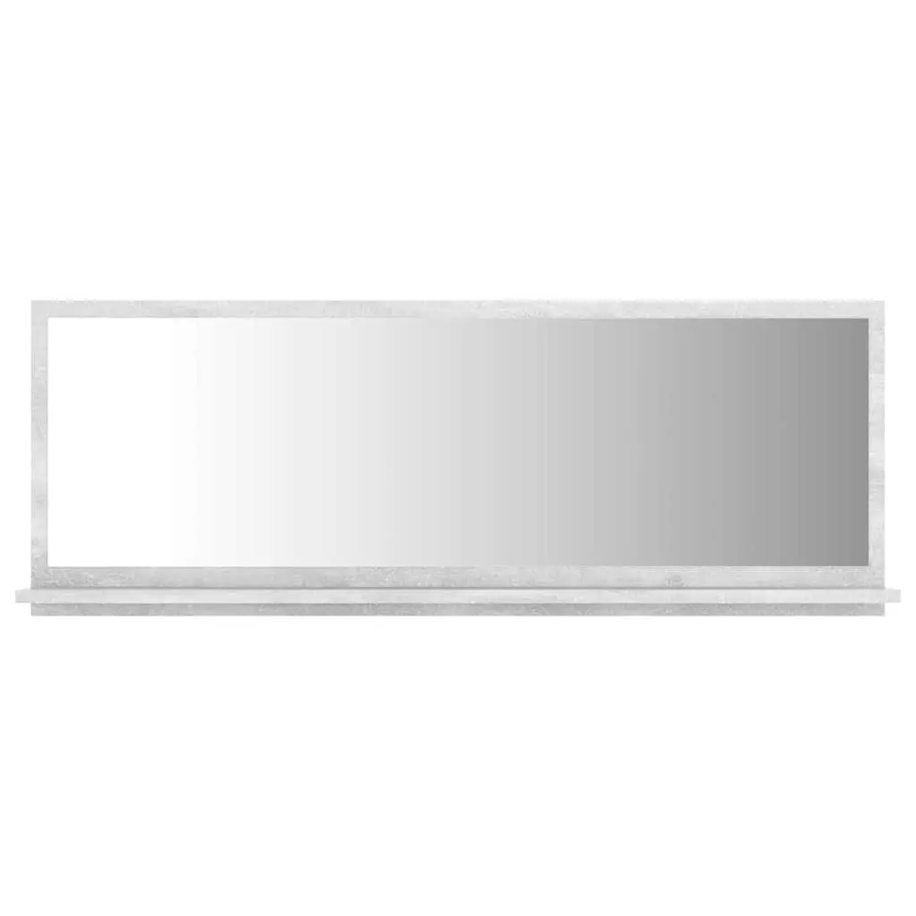 Bathroom Vanity Mirror with Storage Shelf Grey Engineered Wood Wall Mount 100 x 10.5 x 37 cm