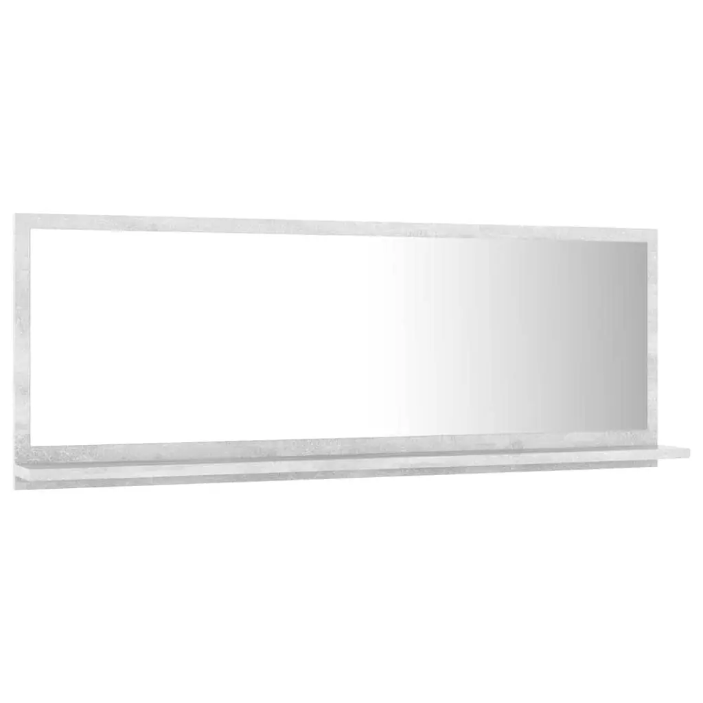 Bathroom Vanity Mirror with Storage Shelf Grey Engineered Wood Wall Mount 100 x 10.5 x 37 cm
