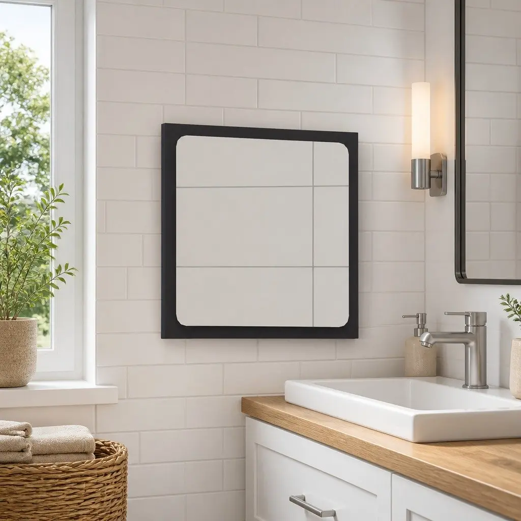 Grey Wall Mounted Bathroom Mirror 40cm