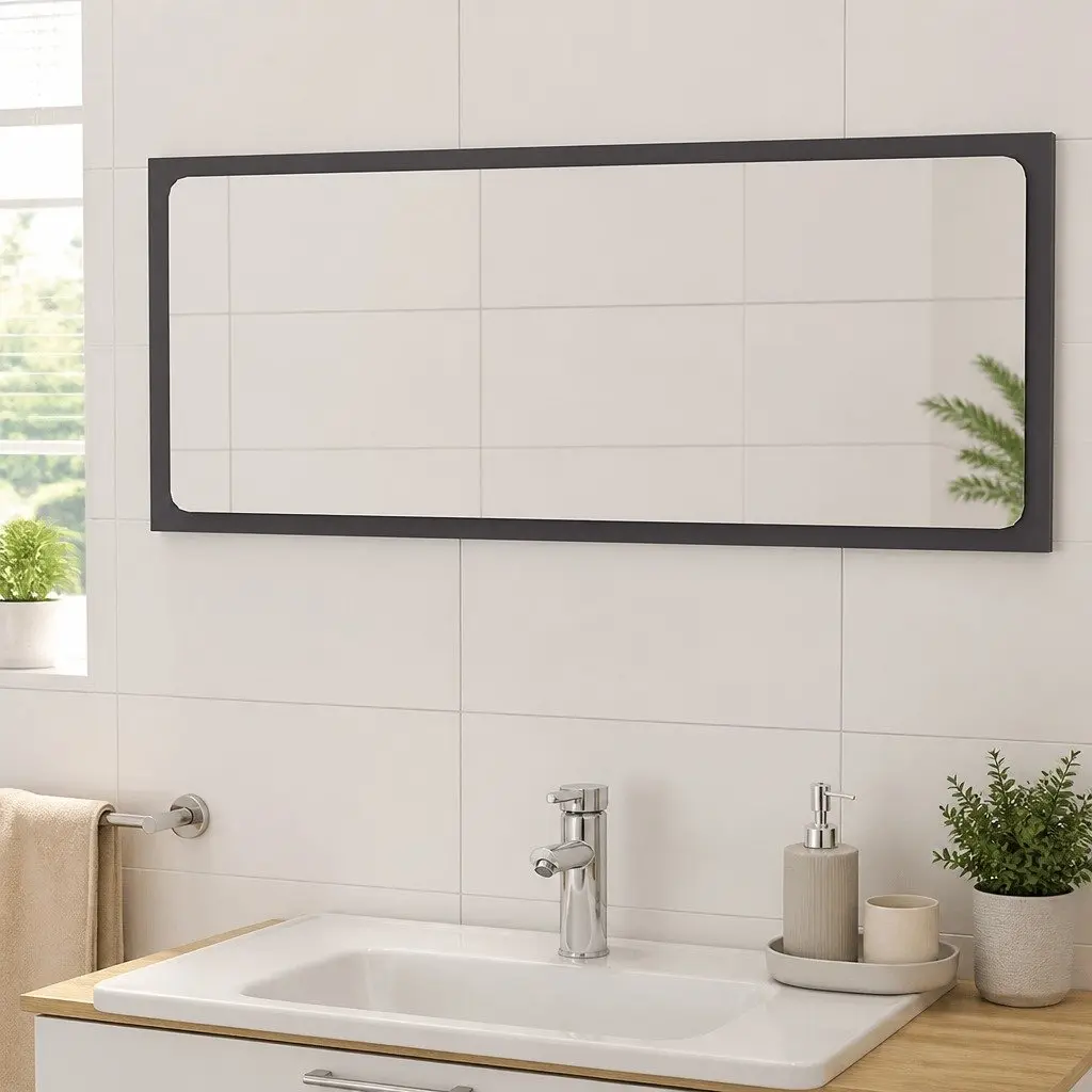 Bathroom Vanity Mirror Wall Mounted Storage Cabinet Grey 100cm