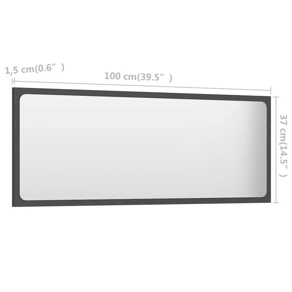 Bathroom Vanity Mirror Wall Mounted Storage Cabinet Grey 100cm