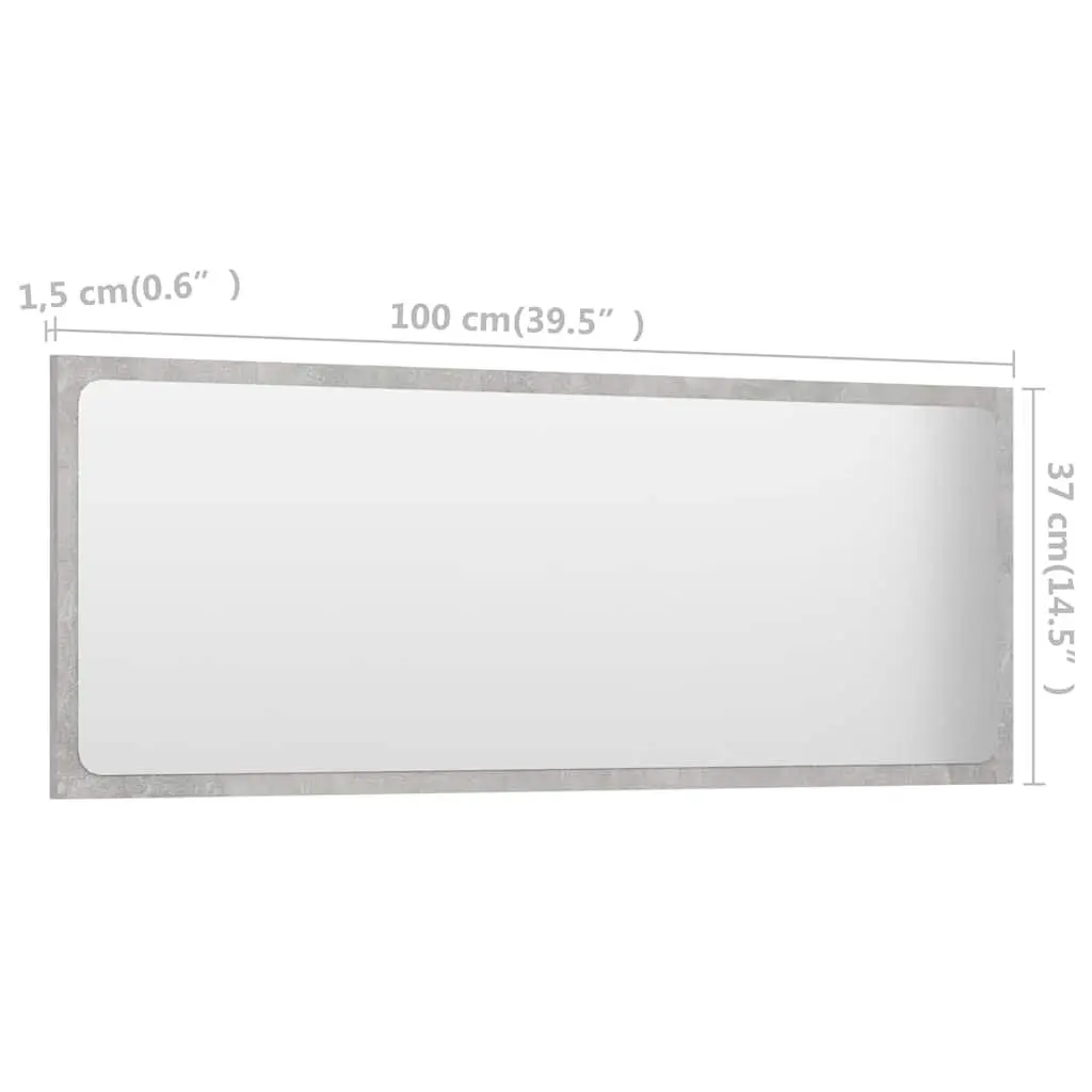 Bathroom Vanity Mirror Contemporary Wall Mount Storage Grey Engineered Wood