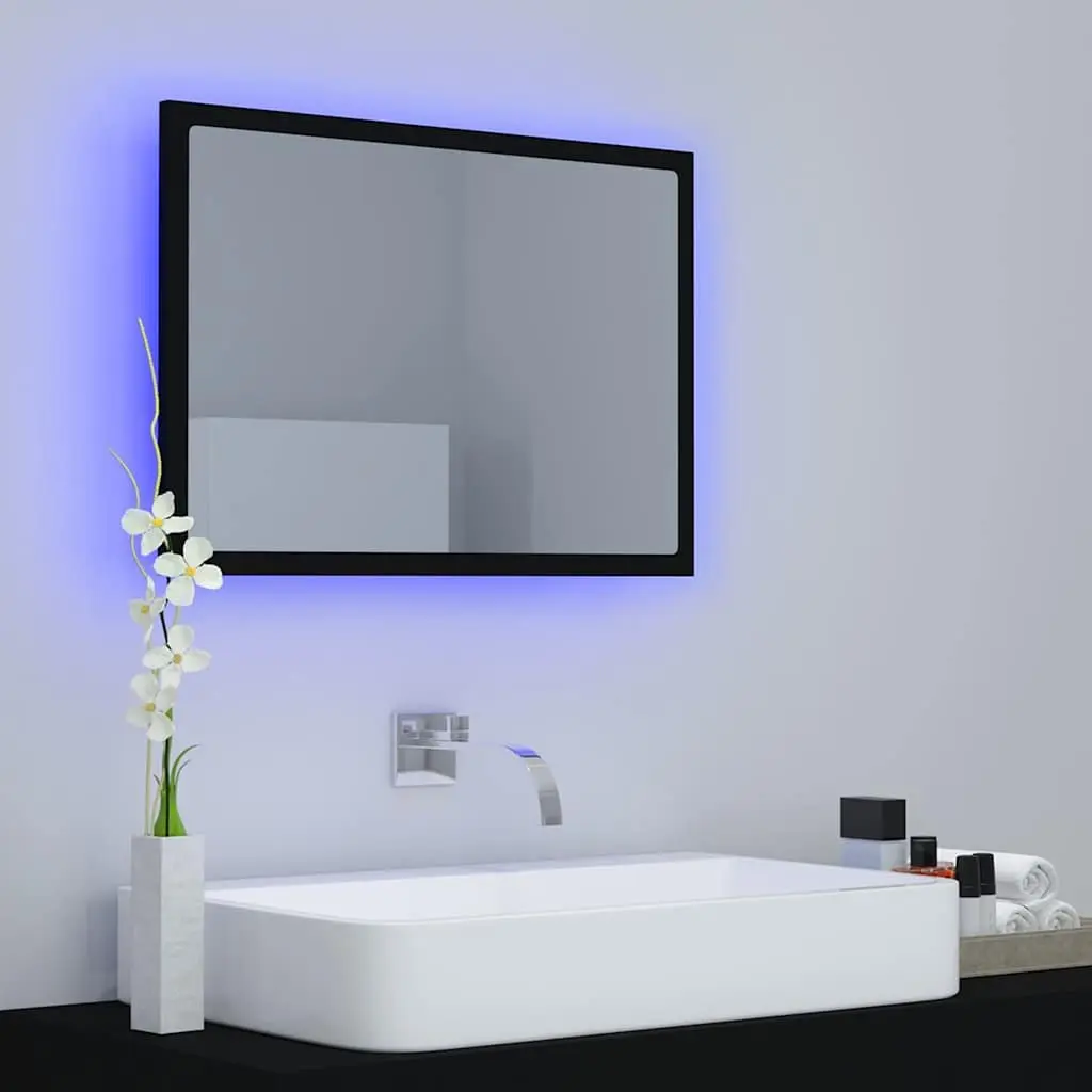 LED Bathroom Mirror RGB Light Black 60x8.5x37 cm Wall Mount