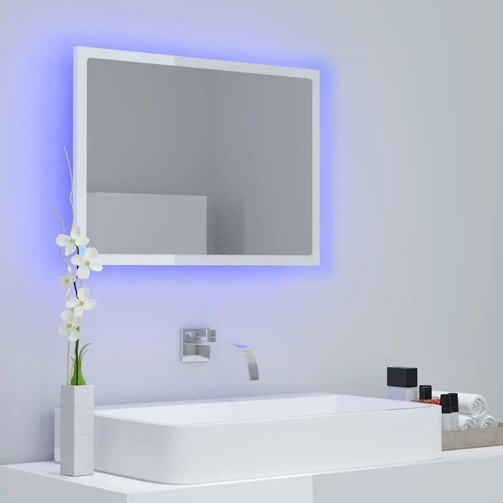 LED Bathroom Mirror RGB Light White 60x8.5x37cm Wall Mount Acrylic