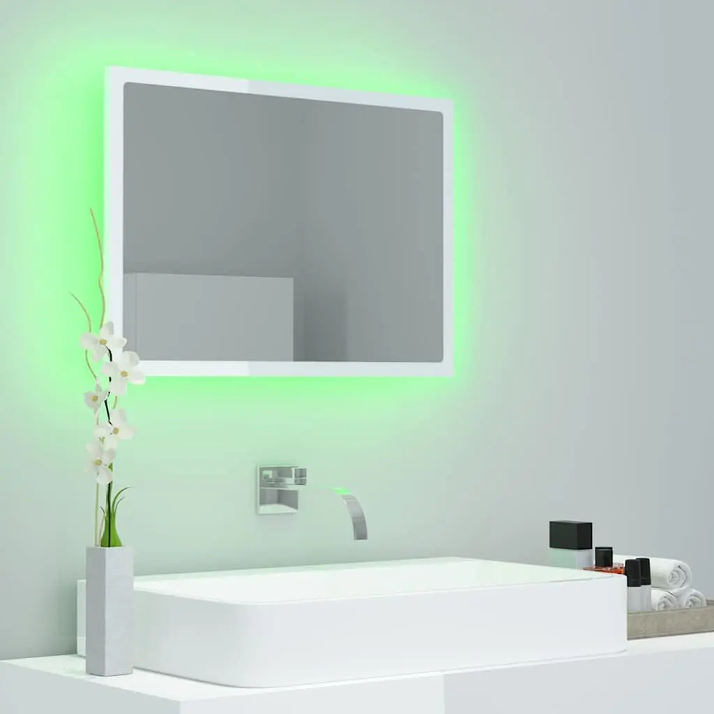 LED Bathroom Mirror RGB Light White 60x8.5x37cm Wall Mount Acrylic