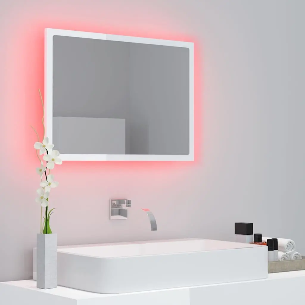 LED Bathroom Mirror RGB Light White 60x8.5x37cm Wall Mount Acrylic
