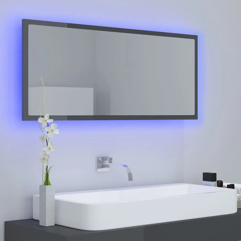 LED Bathroom Mirror Grey Wall Mounted 100x8.5x37 cm with RGB Light