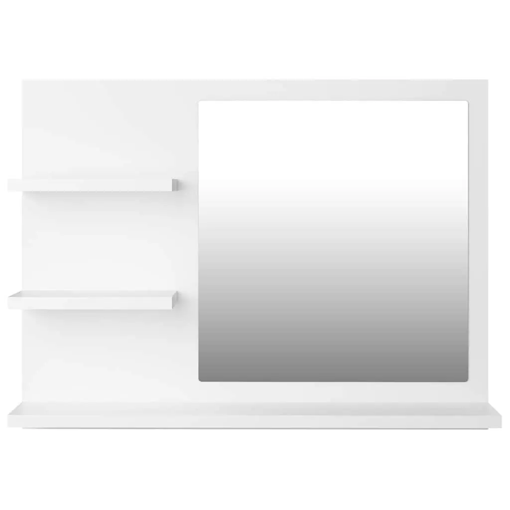 Bathroom Vanity Mirror Wall Mount White 60x10.5x45 cm with 3 Storage Shelves