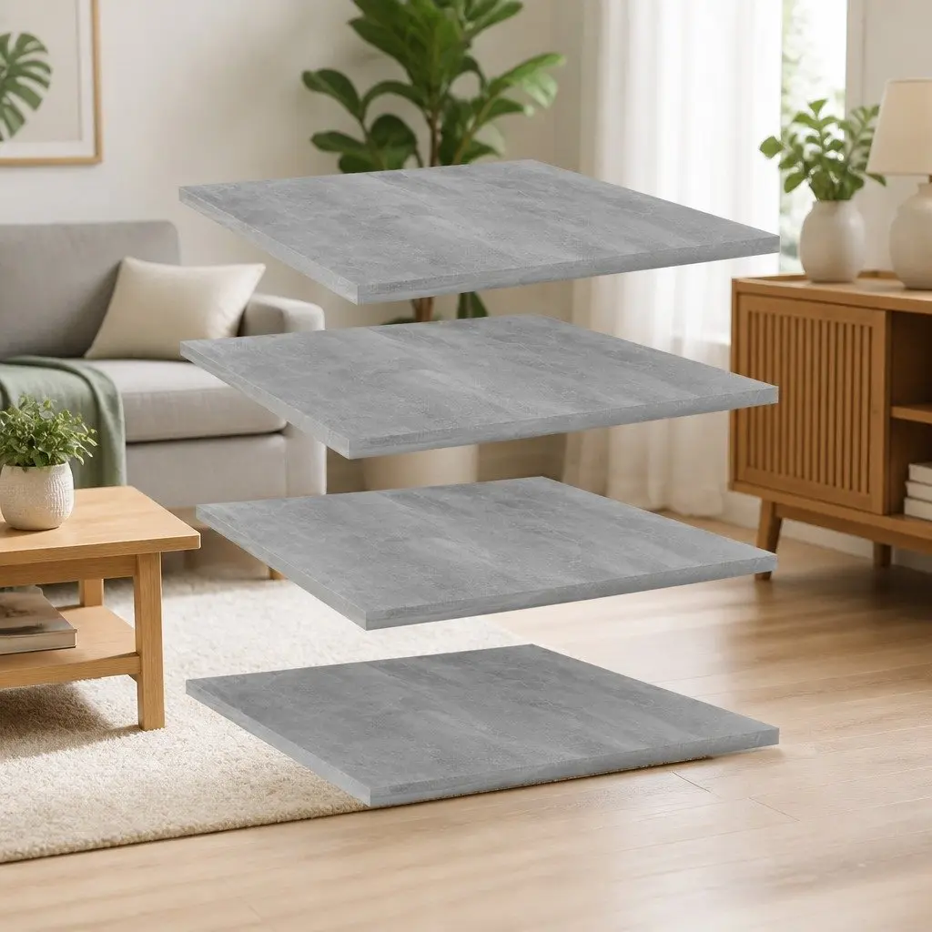 Floating Shelf Boards Grey Engineered Wood 40 x 50 x 1.5 cm 4 Piece Wall Mount Storage Shelving