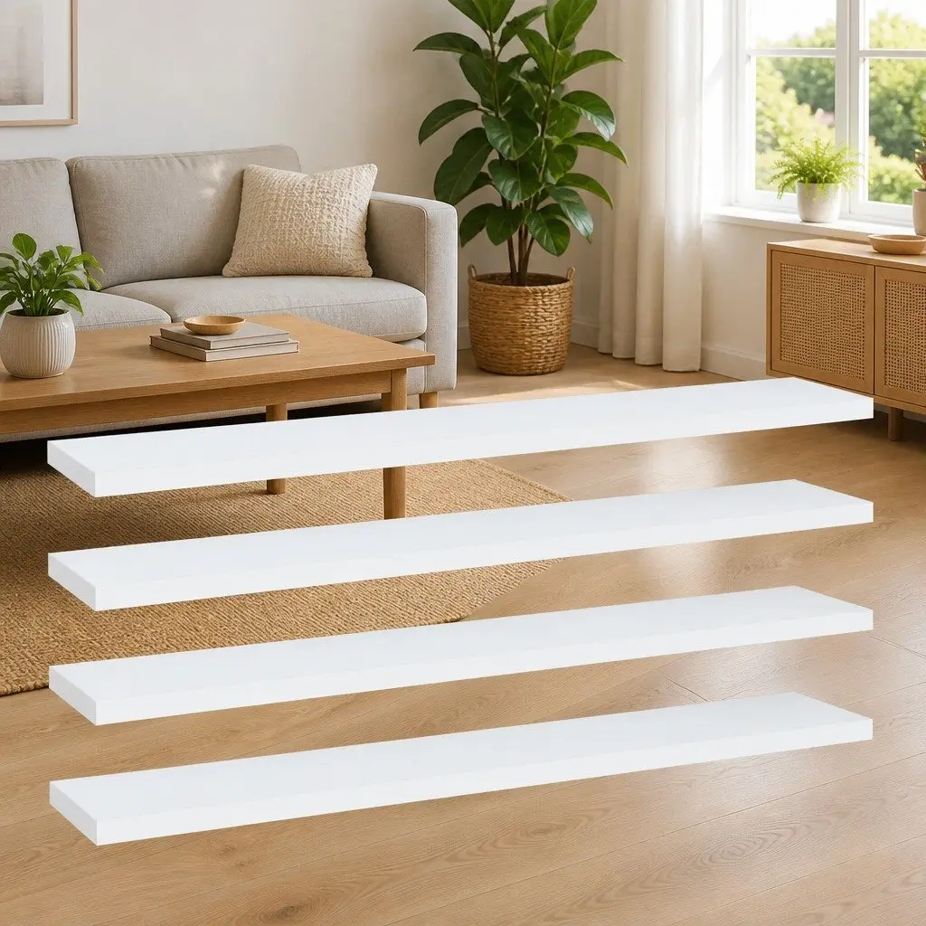 White Bookshelf Boards 4 pcs 60x10x1.5 cm